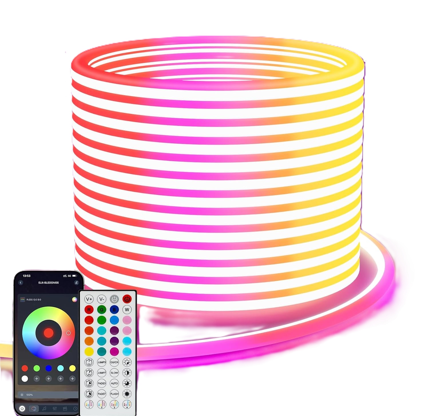Taśma Led Neon Rgb 1200LED/ 10m (2x5m) 24V sterownik muzyczny Tuya WiFi