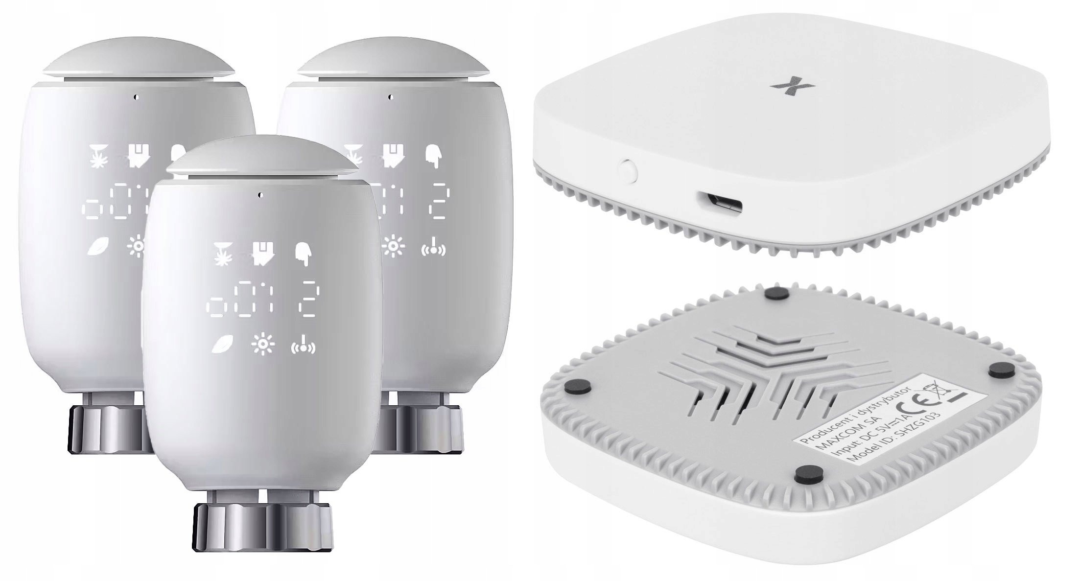 3X Głowica Termostatyczna Wifi Maxcom Przekaźnik Regulacja Temperatury Wifi