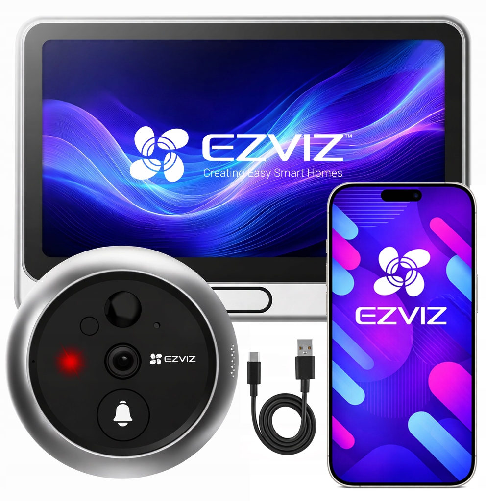 Wizjer Elektroniczny Ezviz DP2C Judasz Kamera Dzwonek Aplikacja