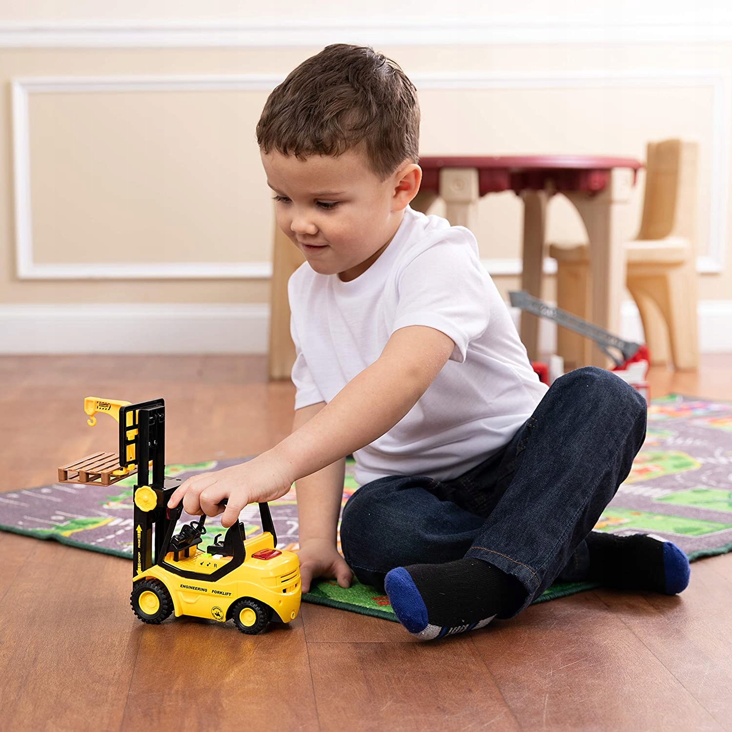 WÓZEK WIDŁOWY PALETOWY PALECIAK ZABAWKA DLA DZIECI DŹWIĘK ŚWIATŁO PALETA Model Wózek widłowy