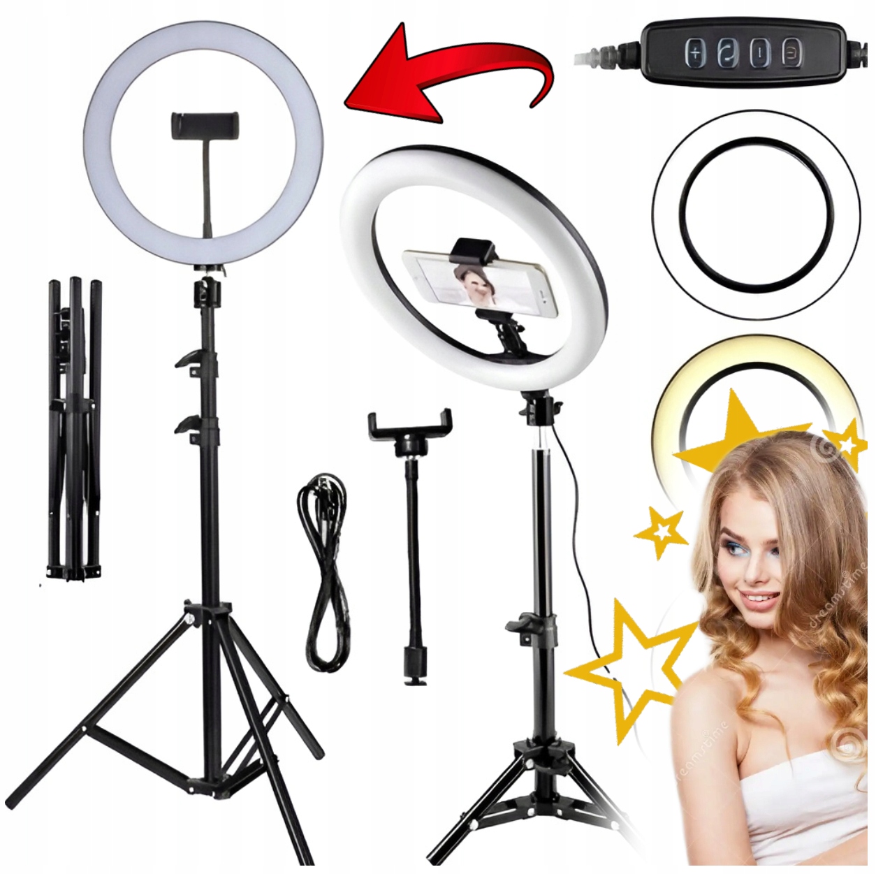 Lampa Pierścieniowa Led Do Zdjęć statyw tik tok live Nagrywania Vlog Mocna