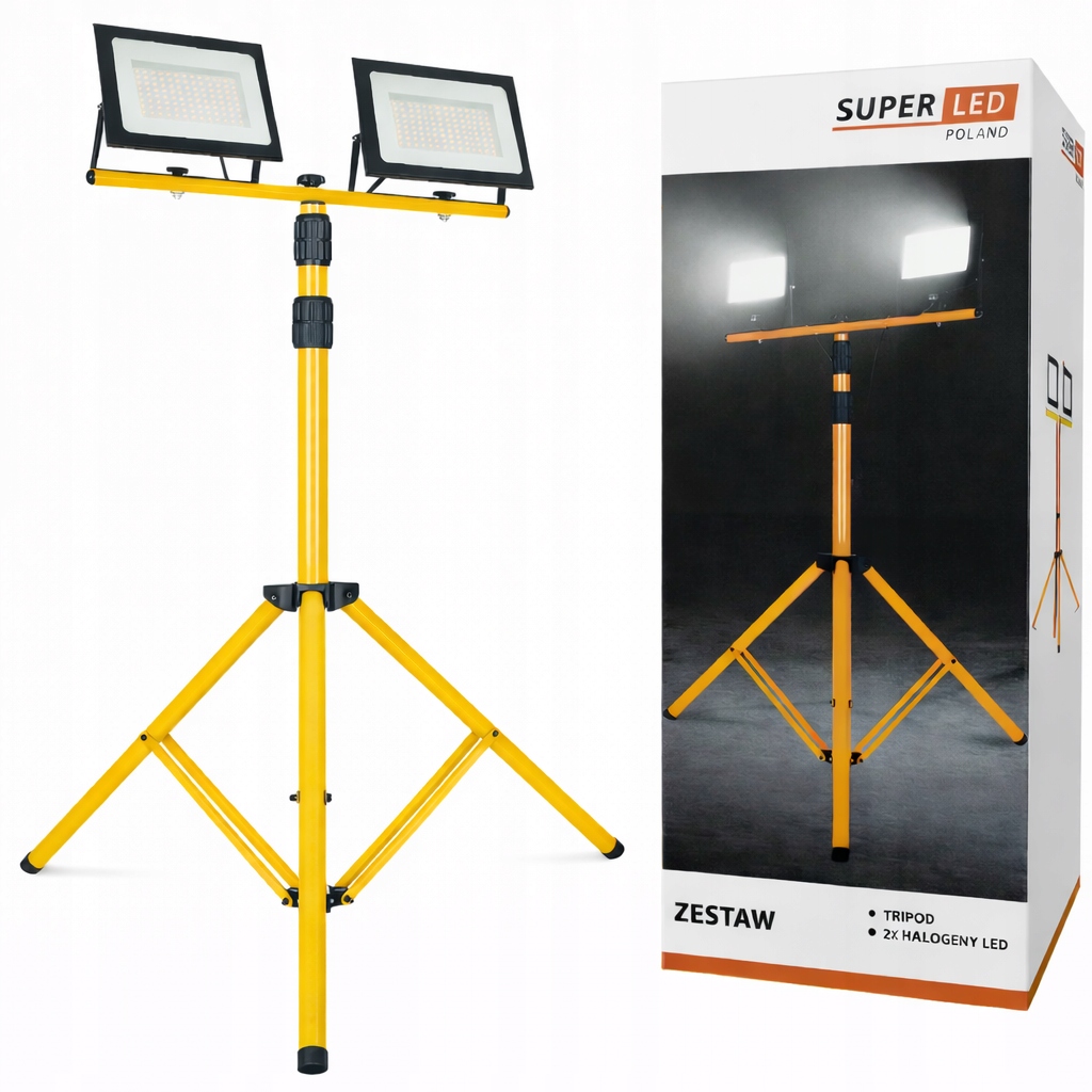 Set Stativ Halogenový reflektor Stavební 2x 50W Led 9000lm kabel
