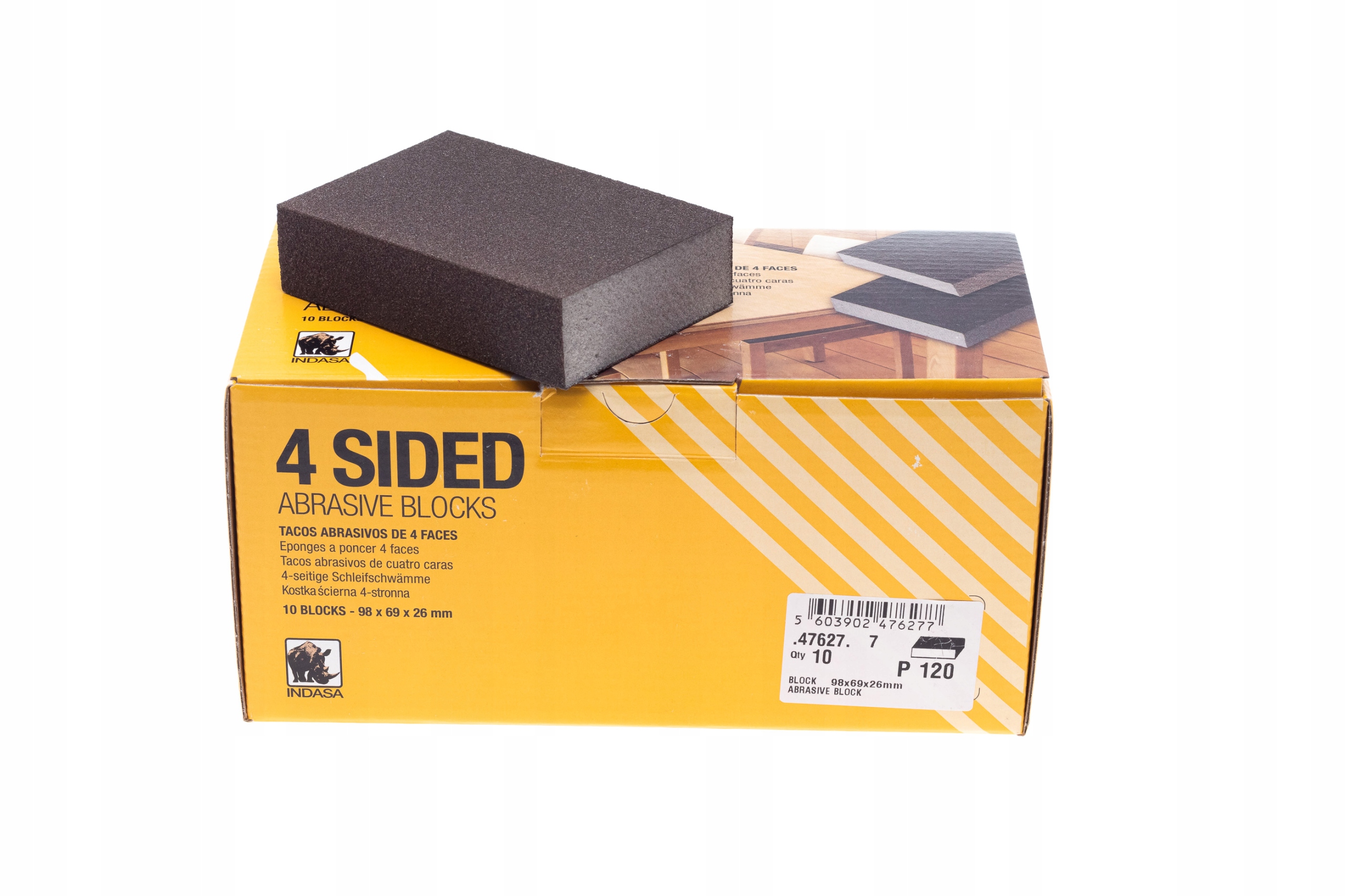 INDASA GĄBKA ŚCIERNA 4 STRONNA 98X69X26 P120