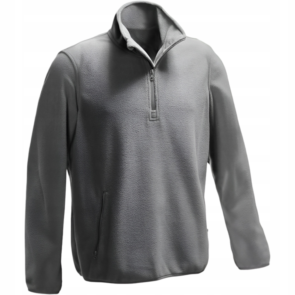 Pánská Mikina Fleecová s 3/4 zipem, teplá Fleecová Mikina sportovní pracovní šedá, velikost S