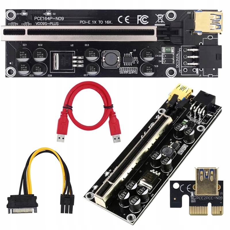 RISER PCI-E 1x-16x USB SATA 6PIN MINING BITCOIN Rodzaj adapter