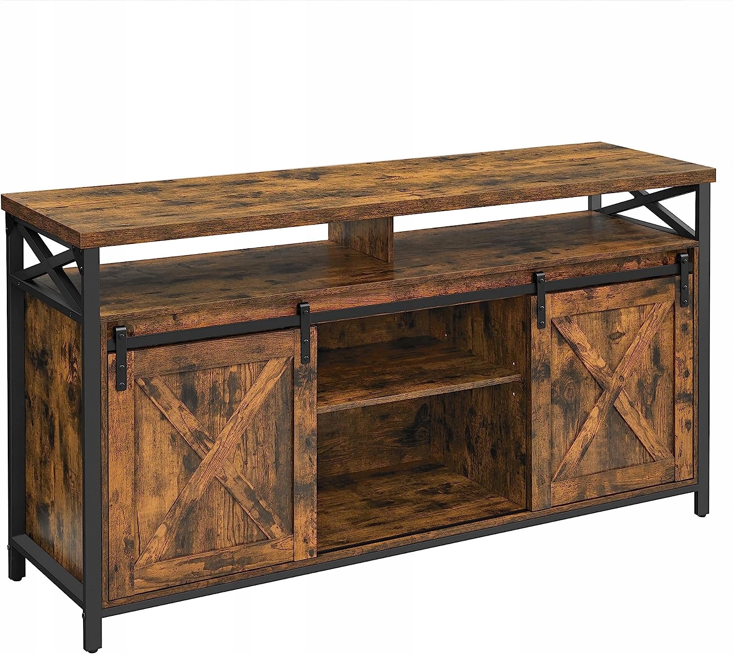 Szafka Rtv Komoda pod Telewizor Rustykalna Loft Ciemny Brąz 147x40x76 cm