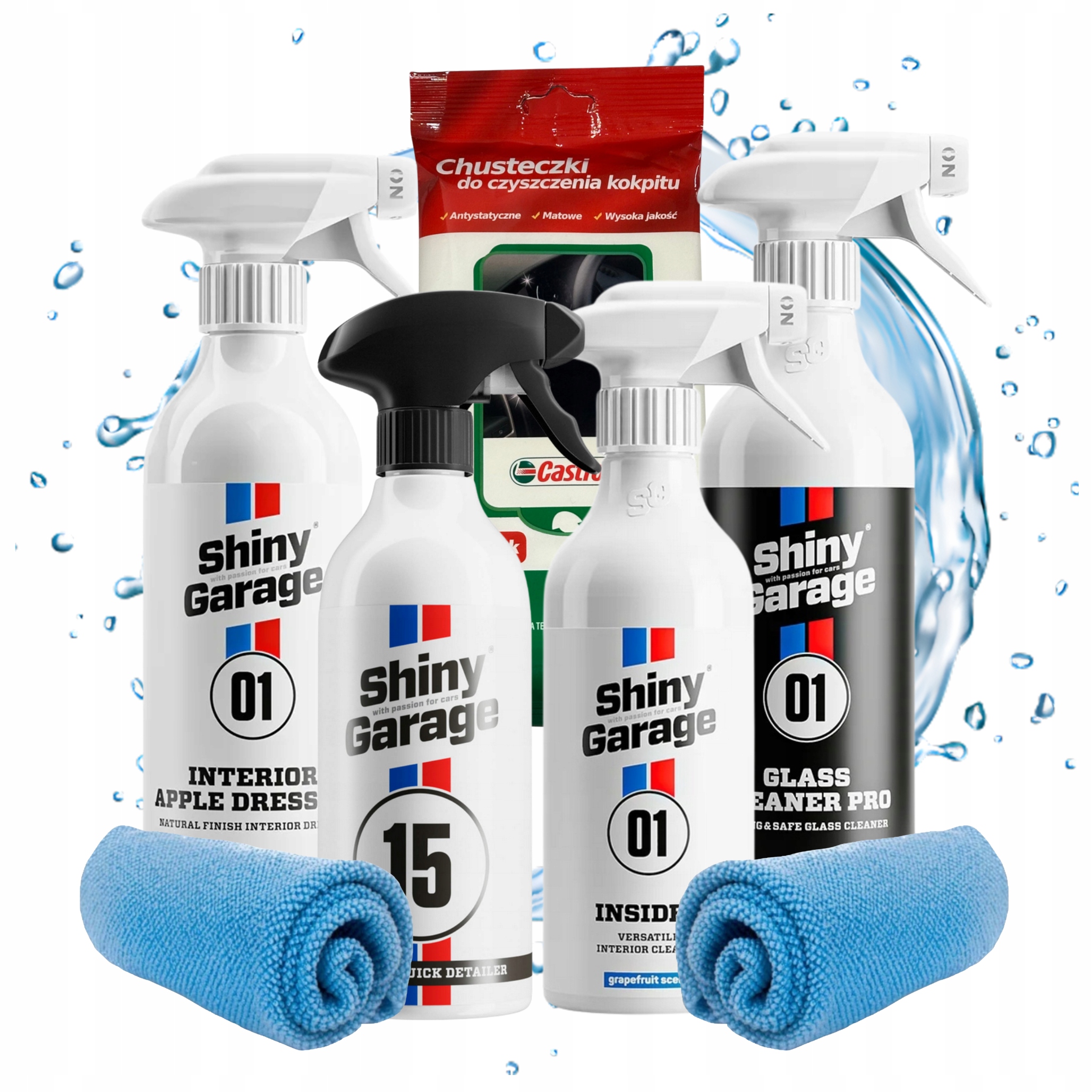 Zestaw do pielęgnacji wnętrza auta samochodu Shiny Garage mikrofibra