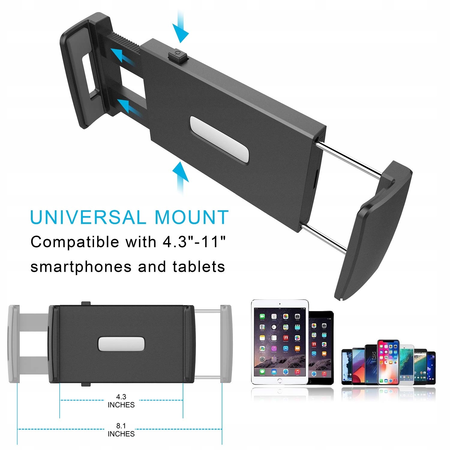APPS2CAR Uchwyt Samochodowy 2w1 Na Tablet I Telefon Regulowany Do 11 Cali — miniatura 5