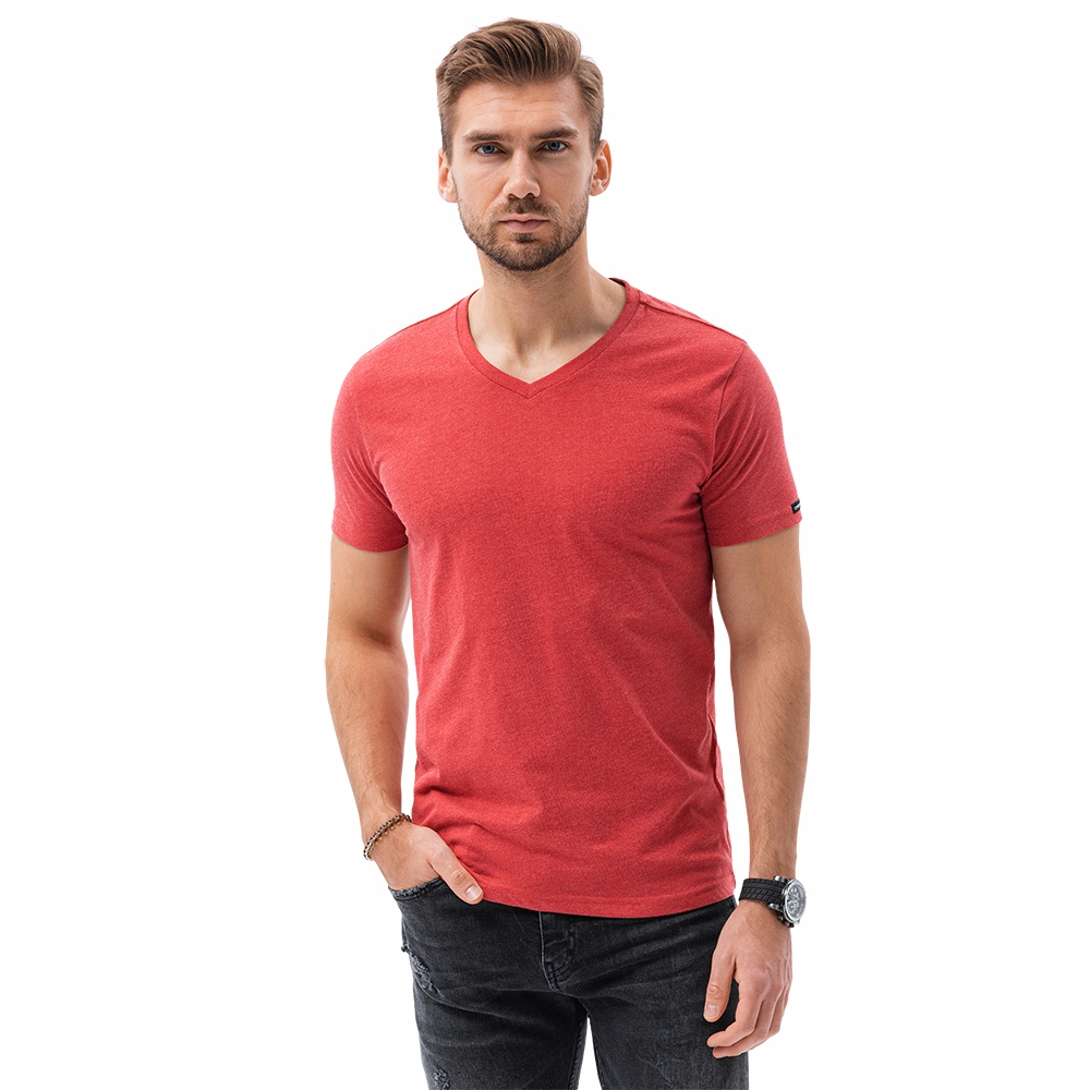 

T-shirt męski Basic S1369 czerwony melanż S