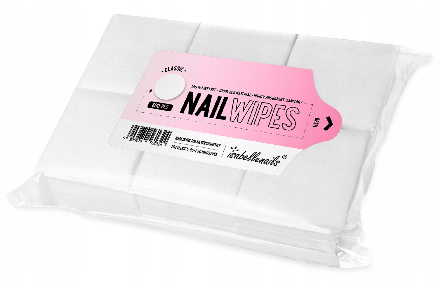 WACIKI BEZPYŁOWE DO MANICURE MOCNE BIAŁE 600 SZT.