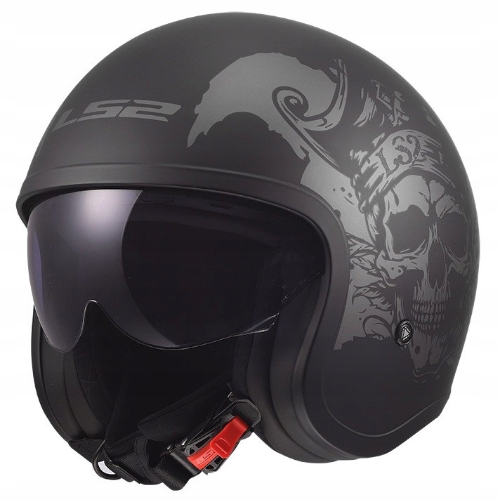 LS2 OF599 Spitfire II Willy Black Grey otvorená prilba na chopper M