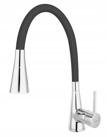 Stojanková kuchynská batéria Dvojfunkčná, flexibilná, čierna, chróm