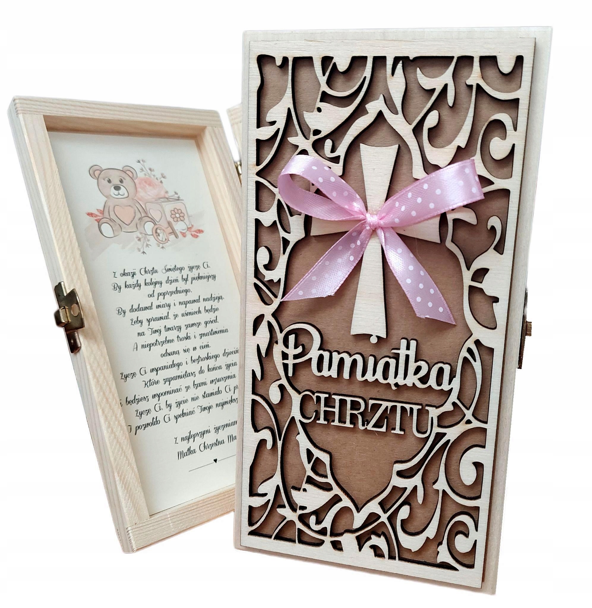 Rustykalna Pamiątka Chrztu 2 kolory PREZENT