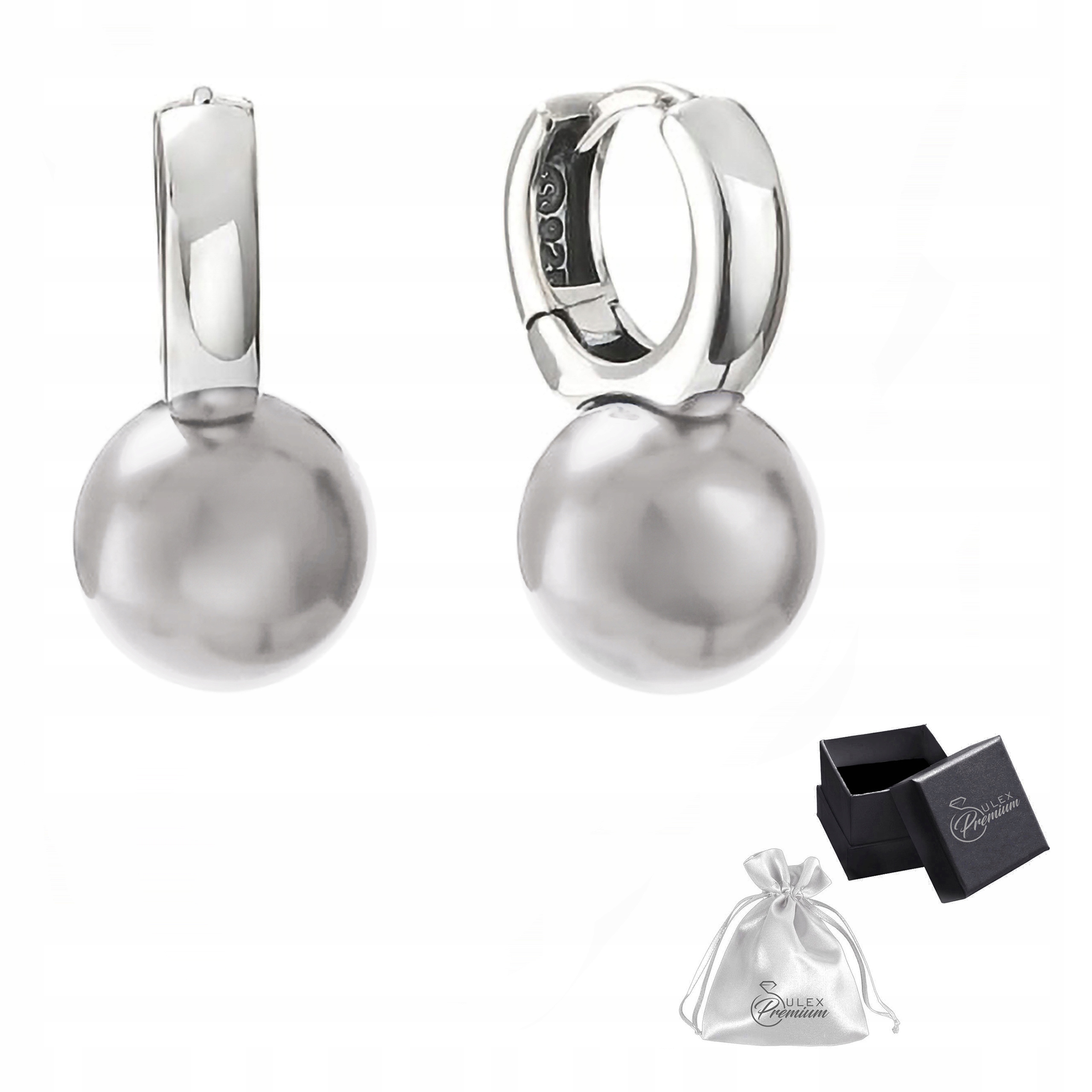 Stříbrné náušnice ryzost 925 Krásné Náušnice Šedo-stříbrná perla pro ni