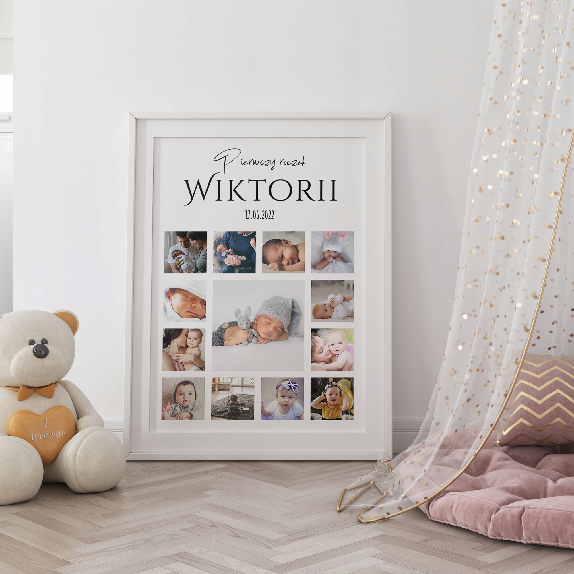 Plakat na pierwsze urodziny roczek 30x40 vol. 4 Szerokość produktu 30 cm