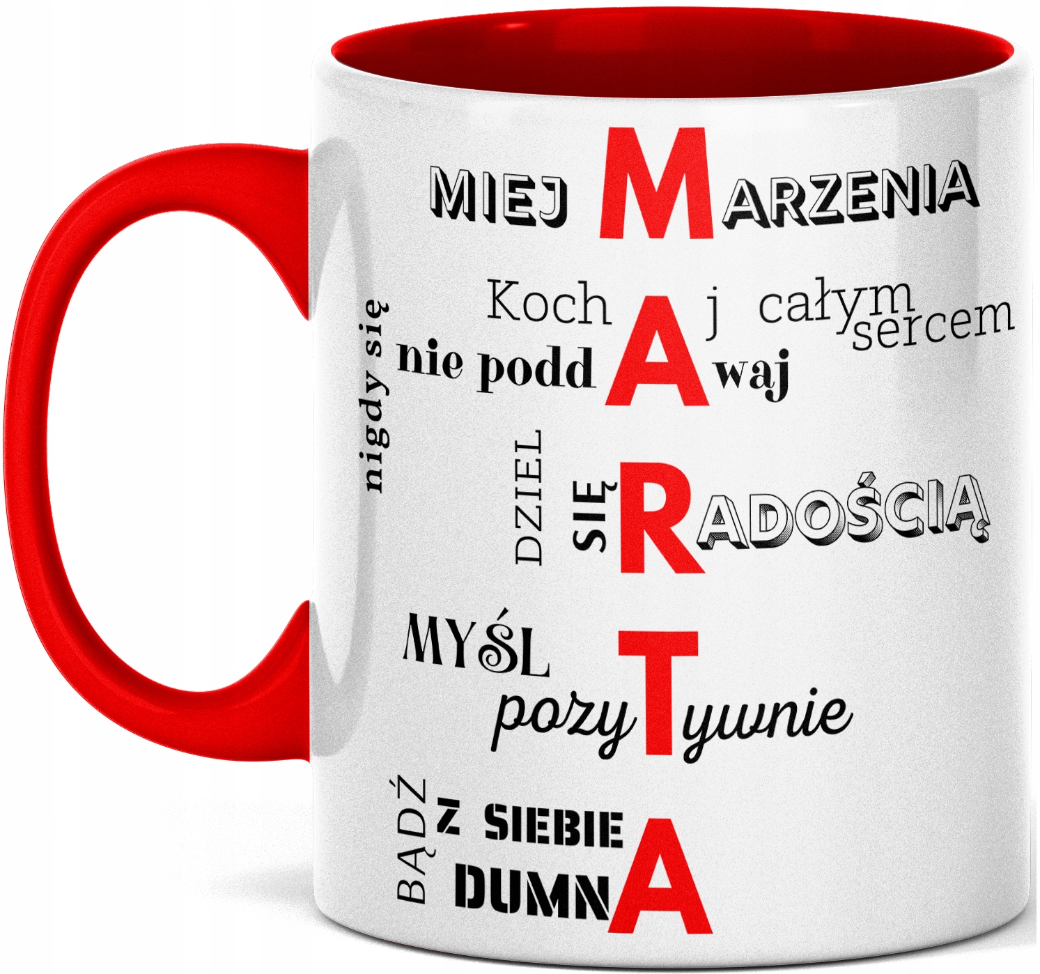 

Kubek motywacyjny z nadrukiem imieniem Marta