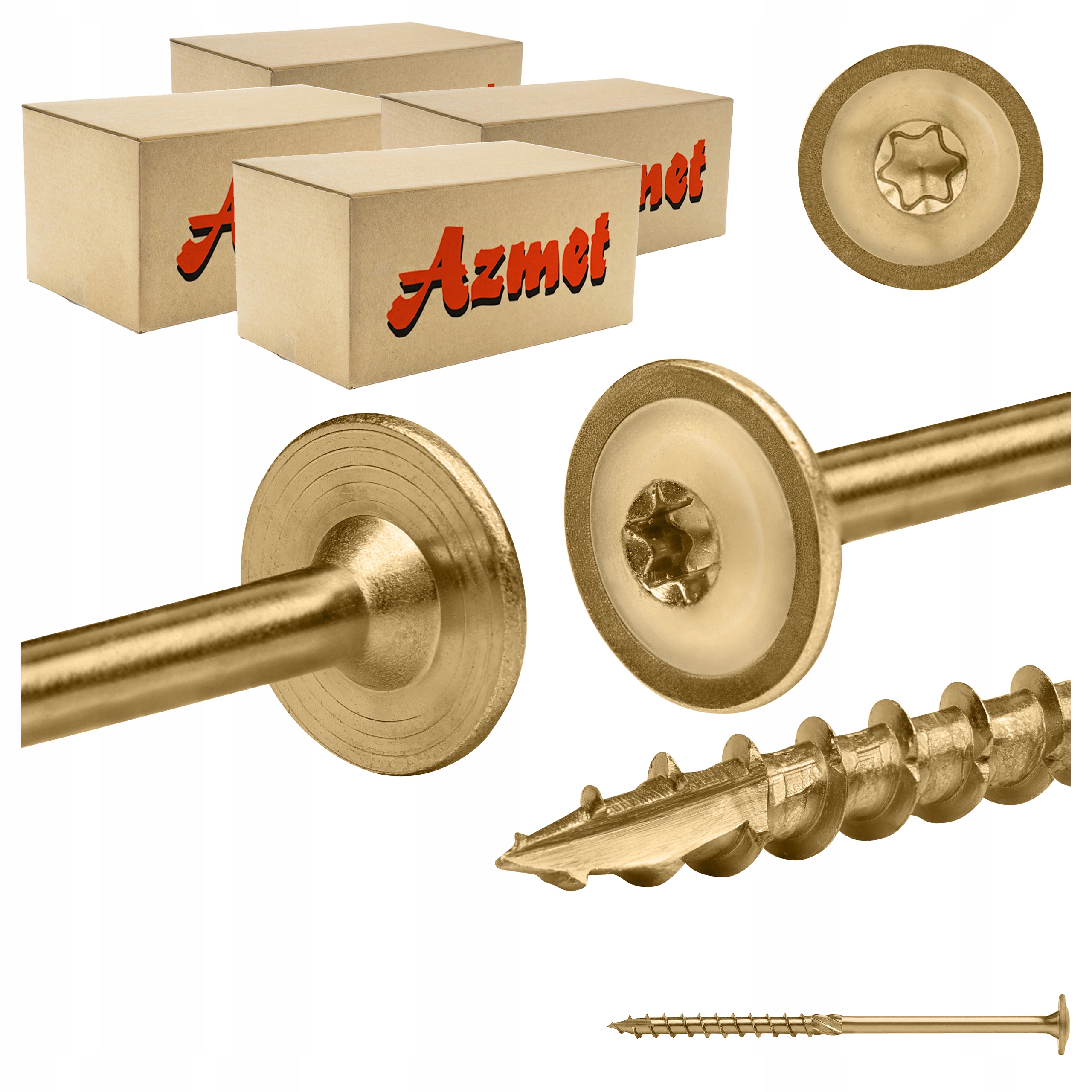 Tesárska skrutka 10x180 mm Torx na drevo tanierová 200ks Azmet WCT-10180