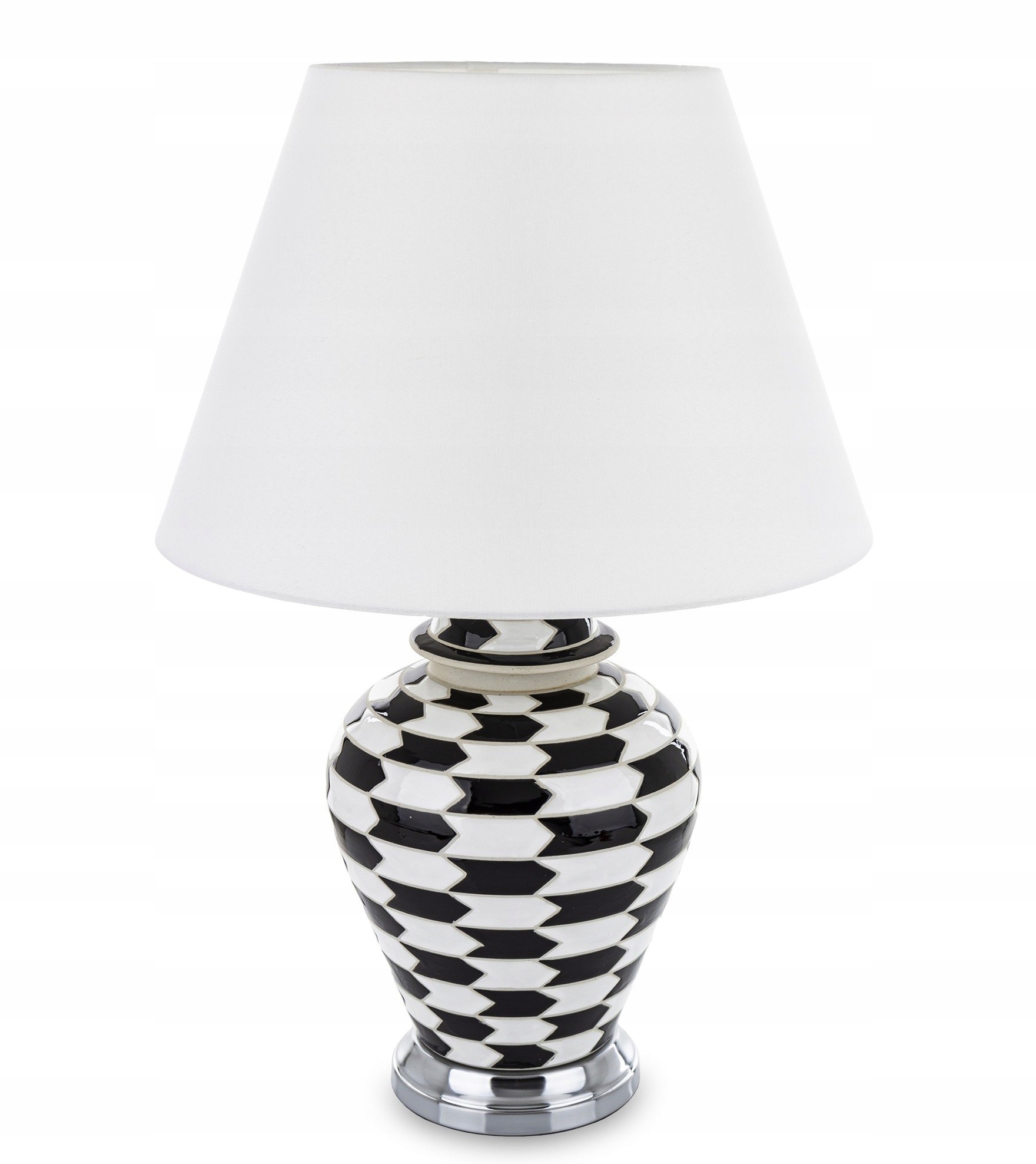 Stolová lampa čierno-biela strieborná, moderná elegantná lampa s tienidlom