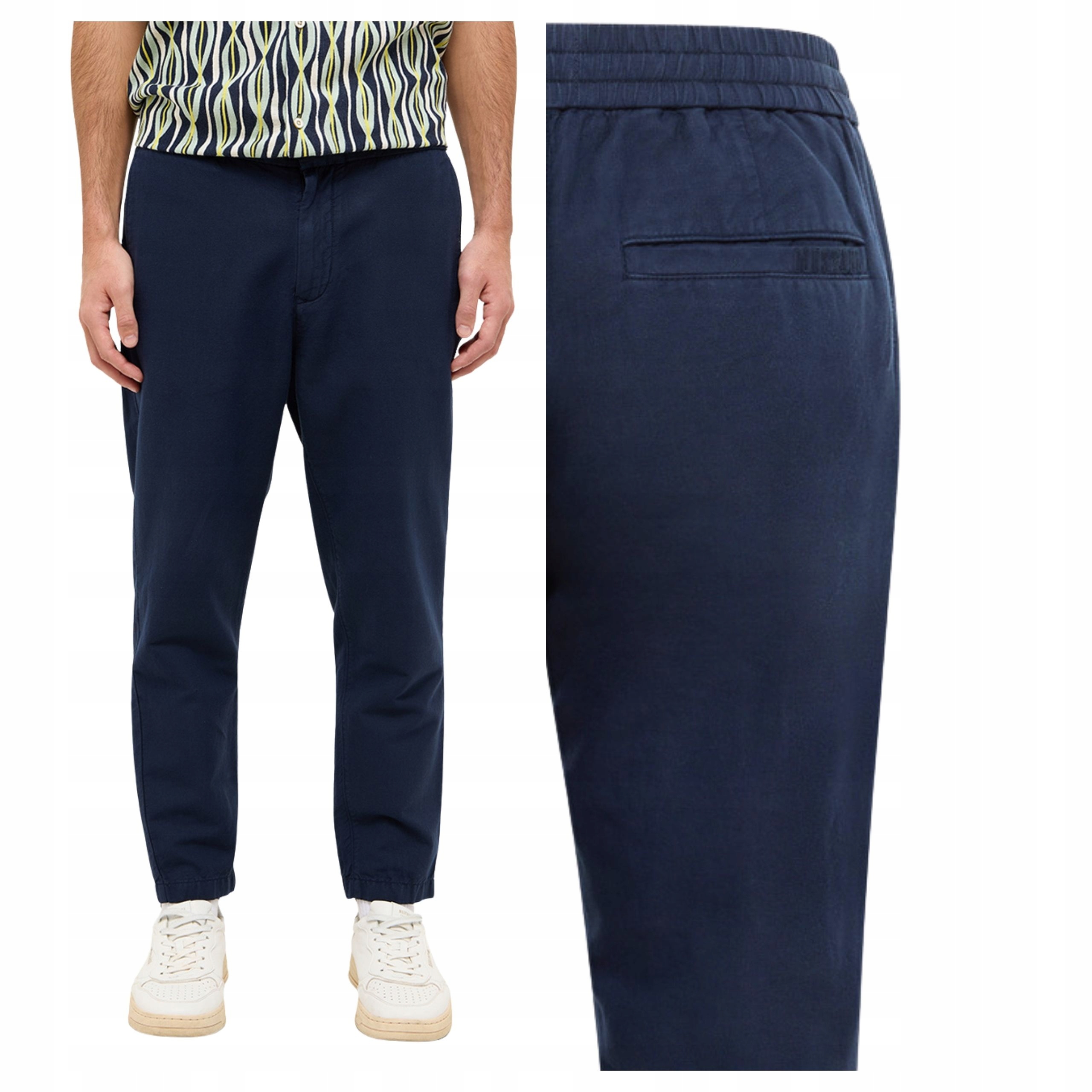 Mustang Milano Linen Jogger Pánské džínové kalhoty Navy Blazer W34 L32