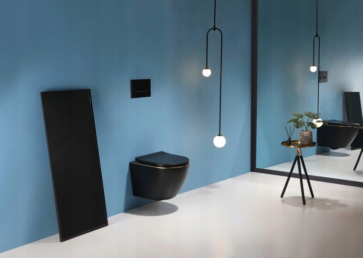 MISKA MUSZLA WC PODWIESZANA ARBO SLIM LINE CZARNY ZŁOTY DESKA W/O ŁW Linia LINE