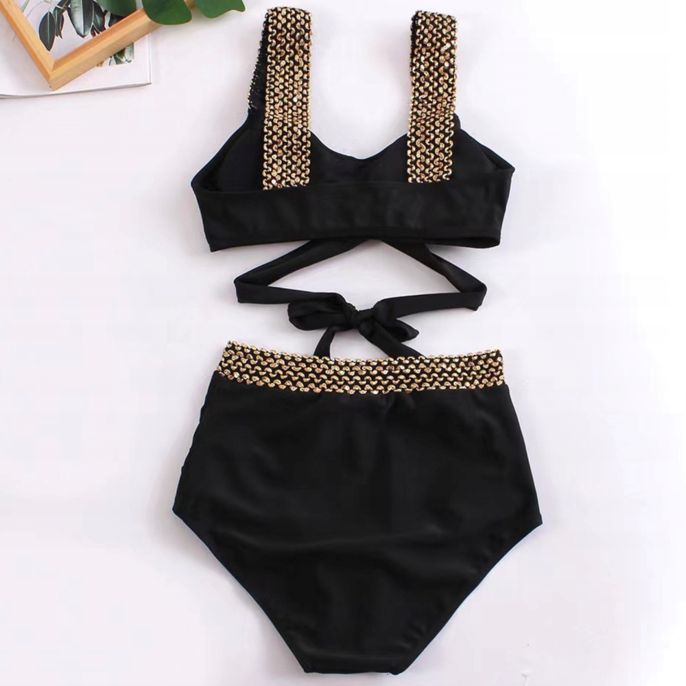 DWUCZĘŚCIOWY STRÓJ KĄPIELOWY KOSTIUM DAMSKI BIKINI WIĄZANIE WYSOKI STAN XL Rozmiar XL