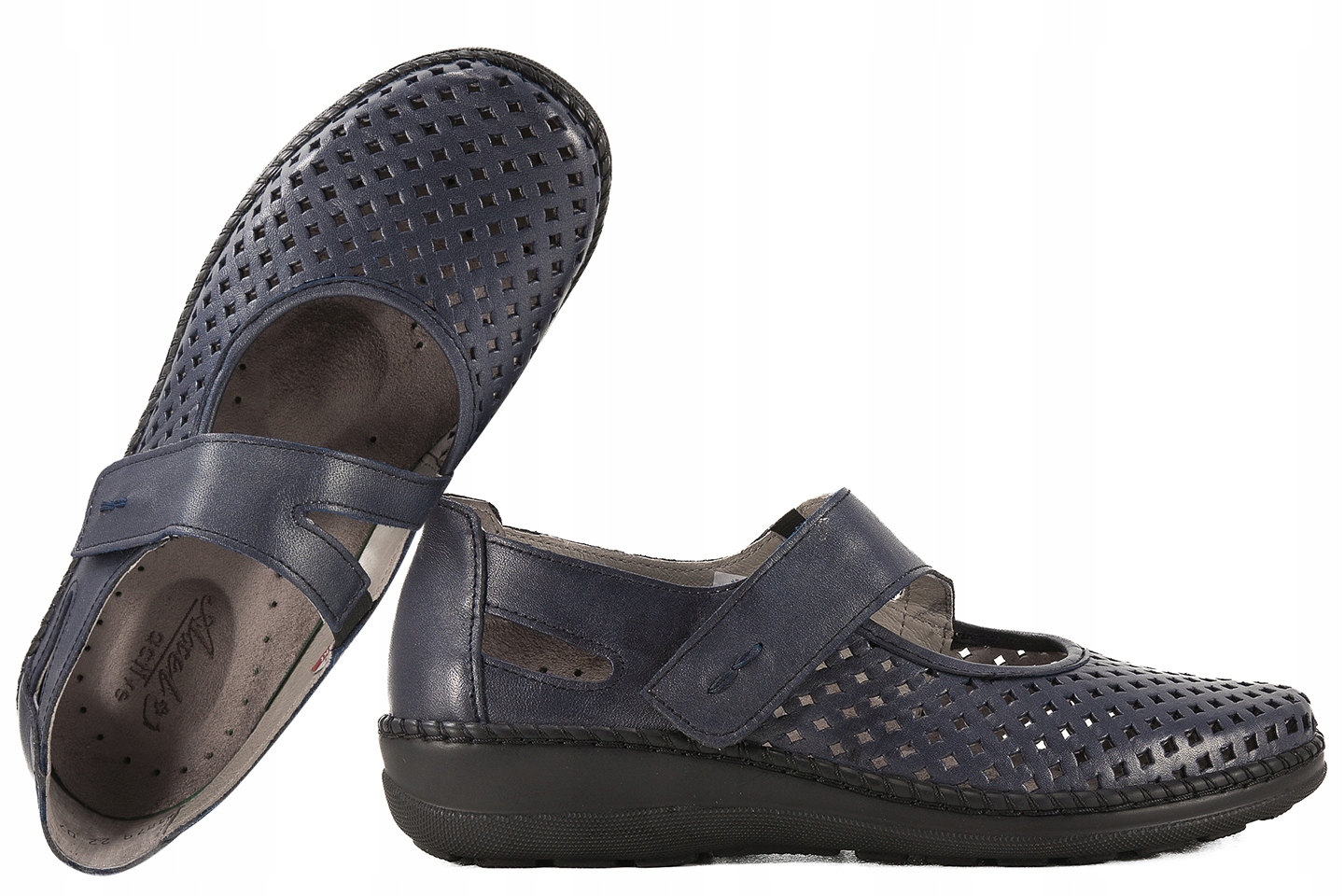 Axel 1879 Kožené Ažurové Polobotky Dámské Baleríny Koturn Comfort, Velikost H