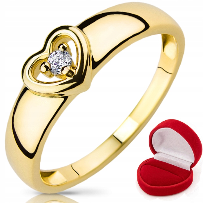 Złoty pierścionek Serce z Cyrkonią pr.333