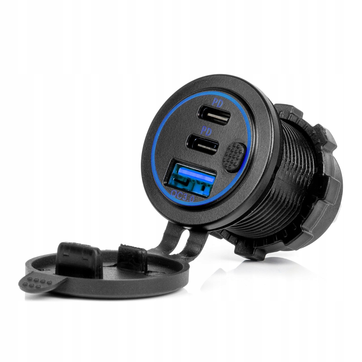 Ładowarka samochodowa z gniazdami Usb wodoodporna z włącznikiem Usb Usb-c