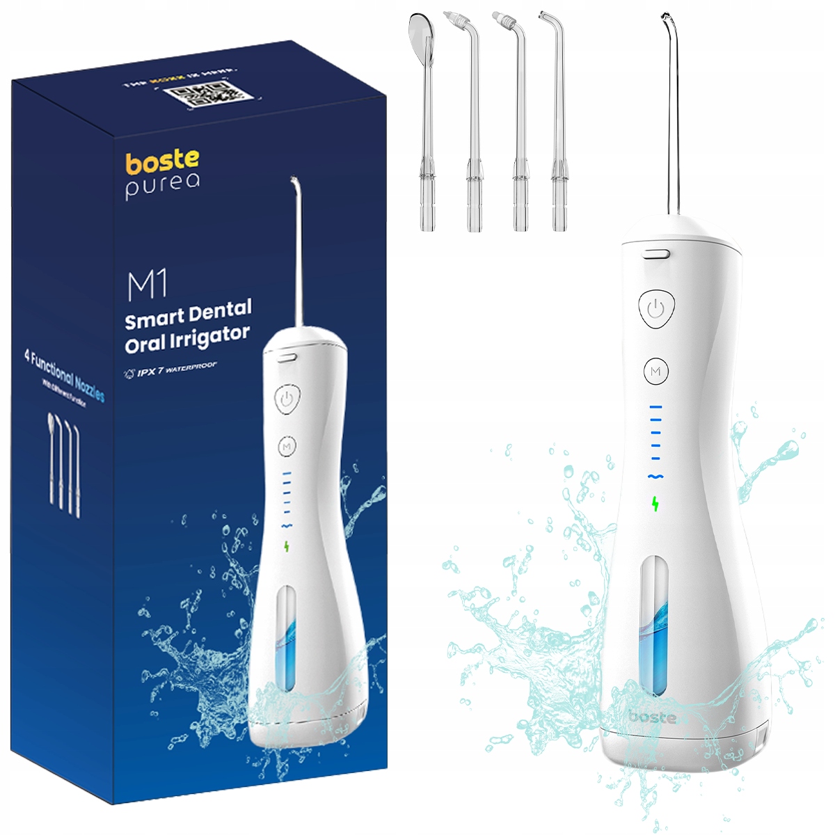 Boste Irygator Do Zębów Dentystyczny 6 Trybów 4 Dysze Bezprzewodowy Mocny