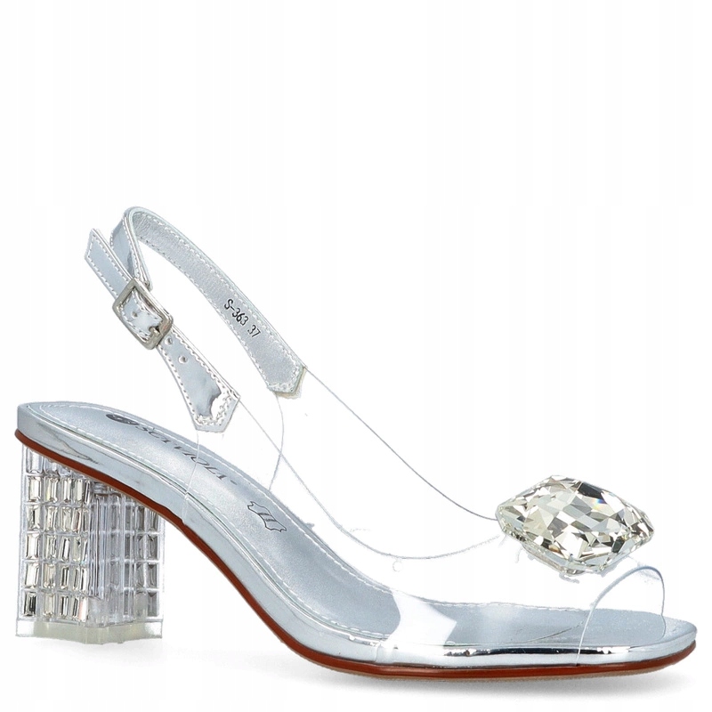 Silikonové sandály na podpatku Scaviola S-363 Stříbrné 37