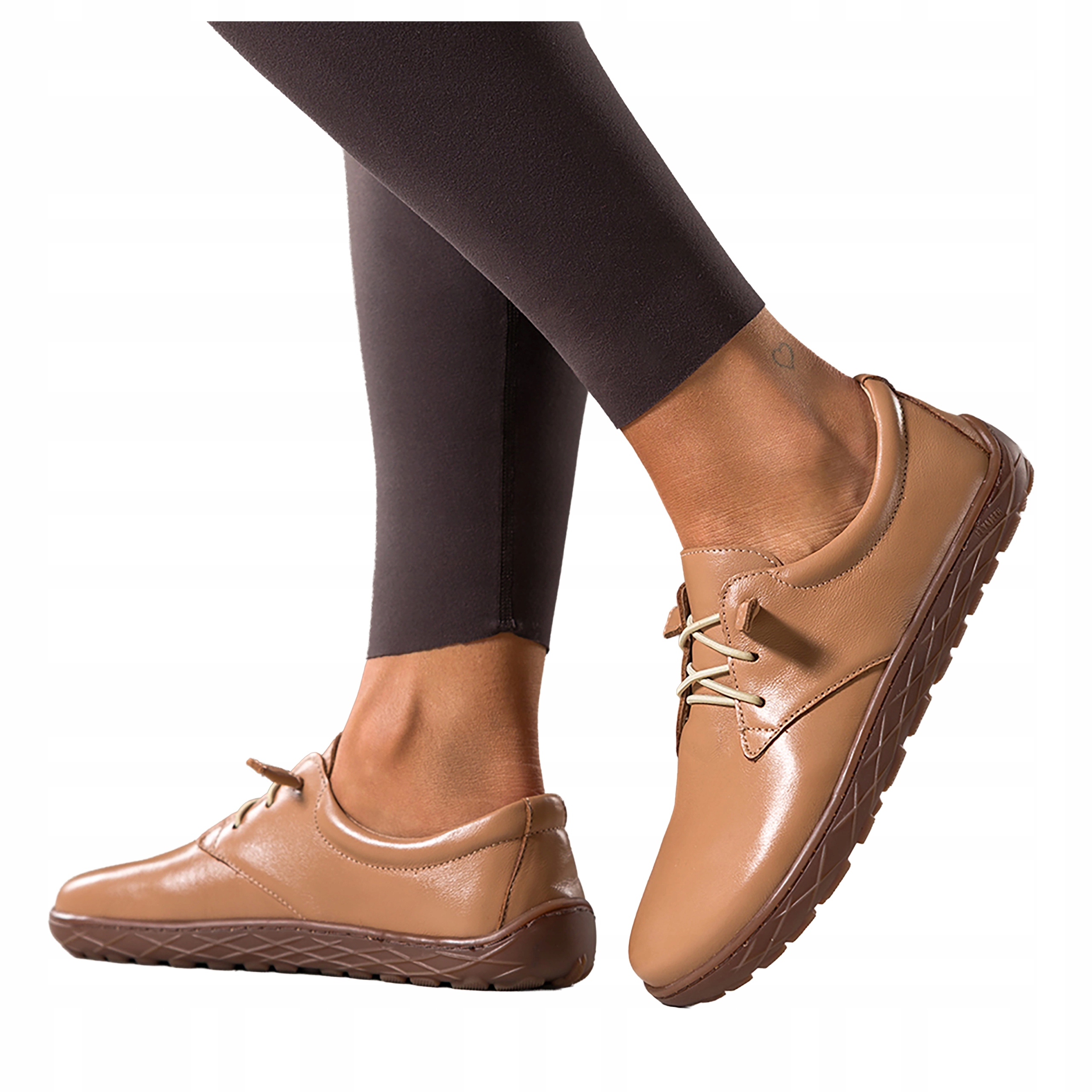 Camelové Barefoot Boty Dámské Široké Šněrovací Elastické Kožené vel. 38