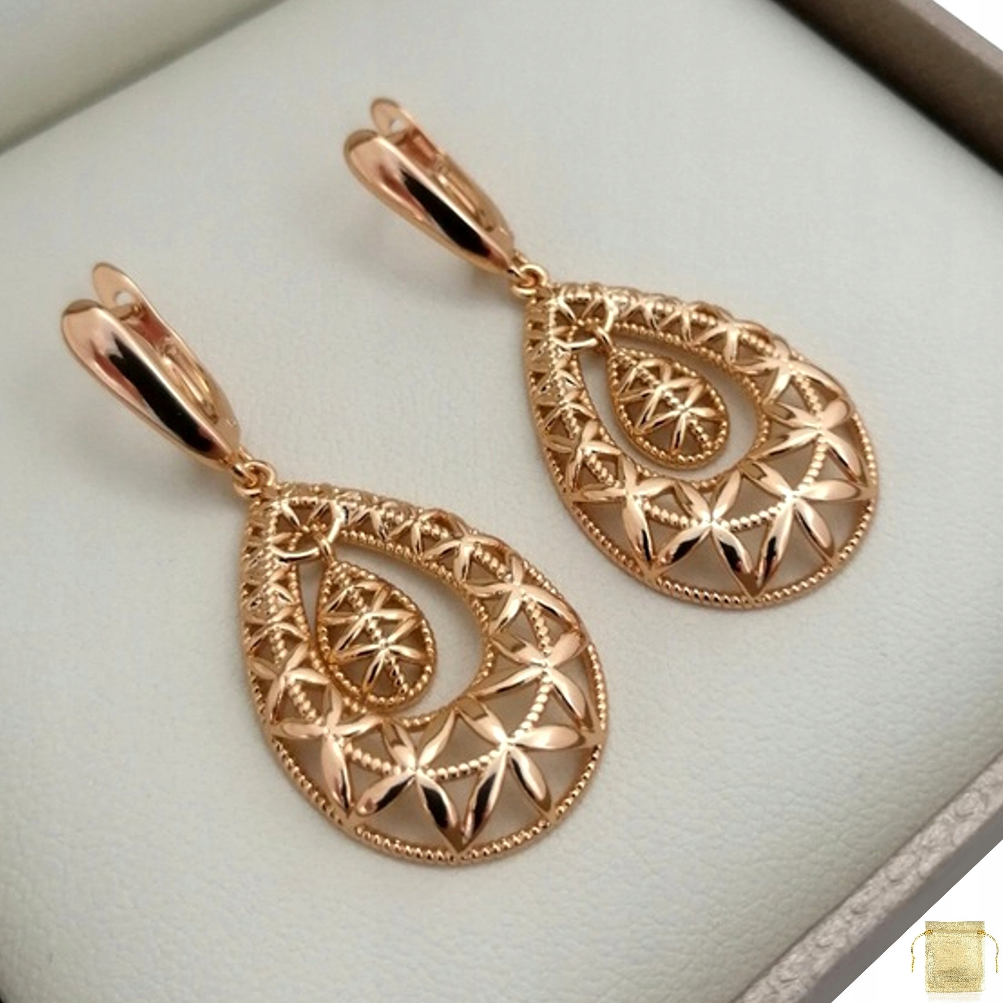 

Na Dzień Mamy Złote Wiszące Kolczyki 18K