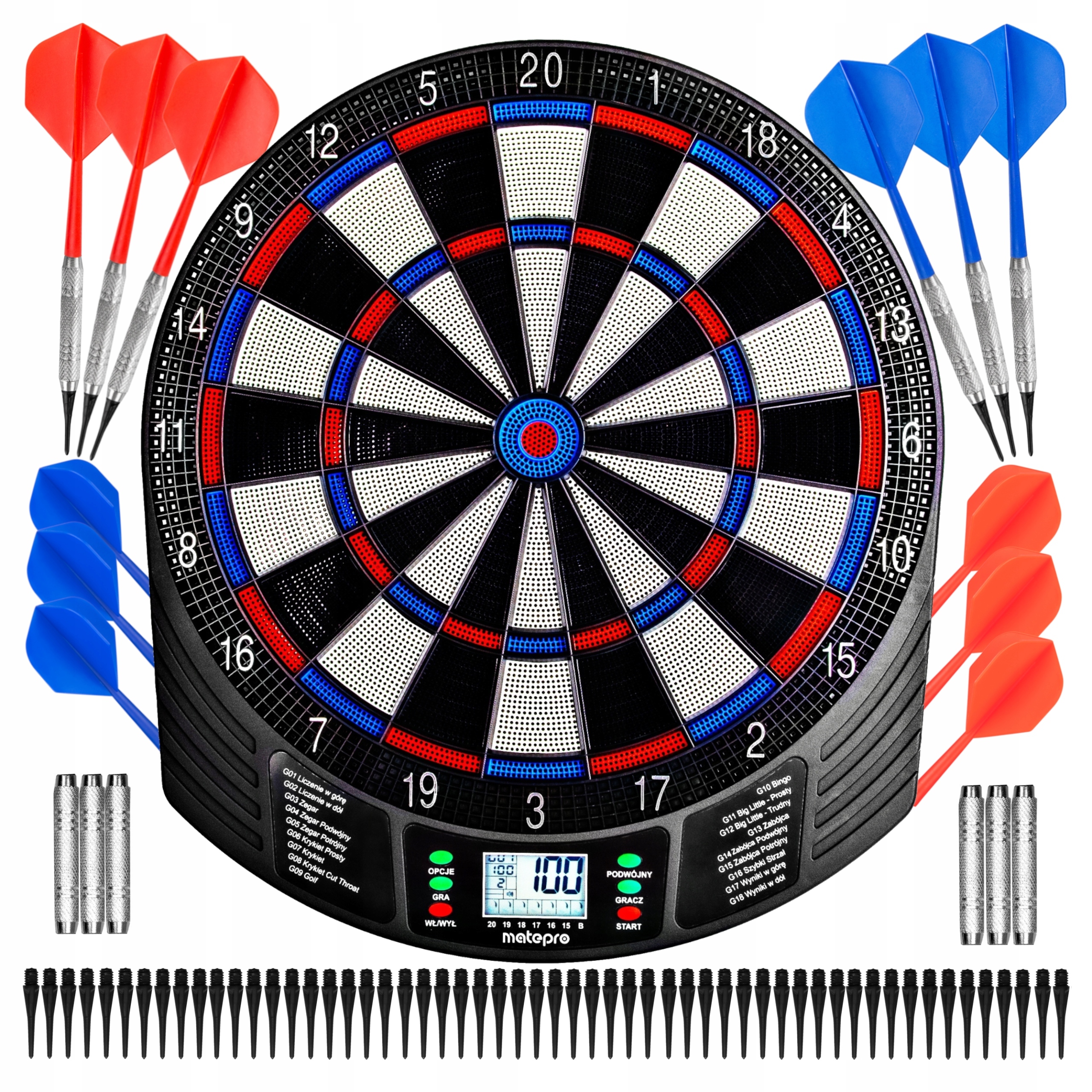 Tarcza dart elektroniczna do gry w darta rzutki lotki Matepro soft tips