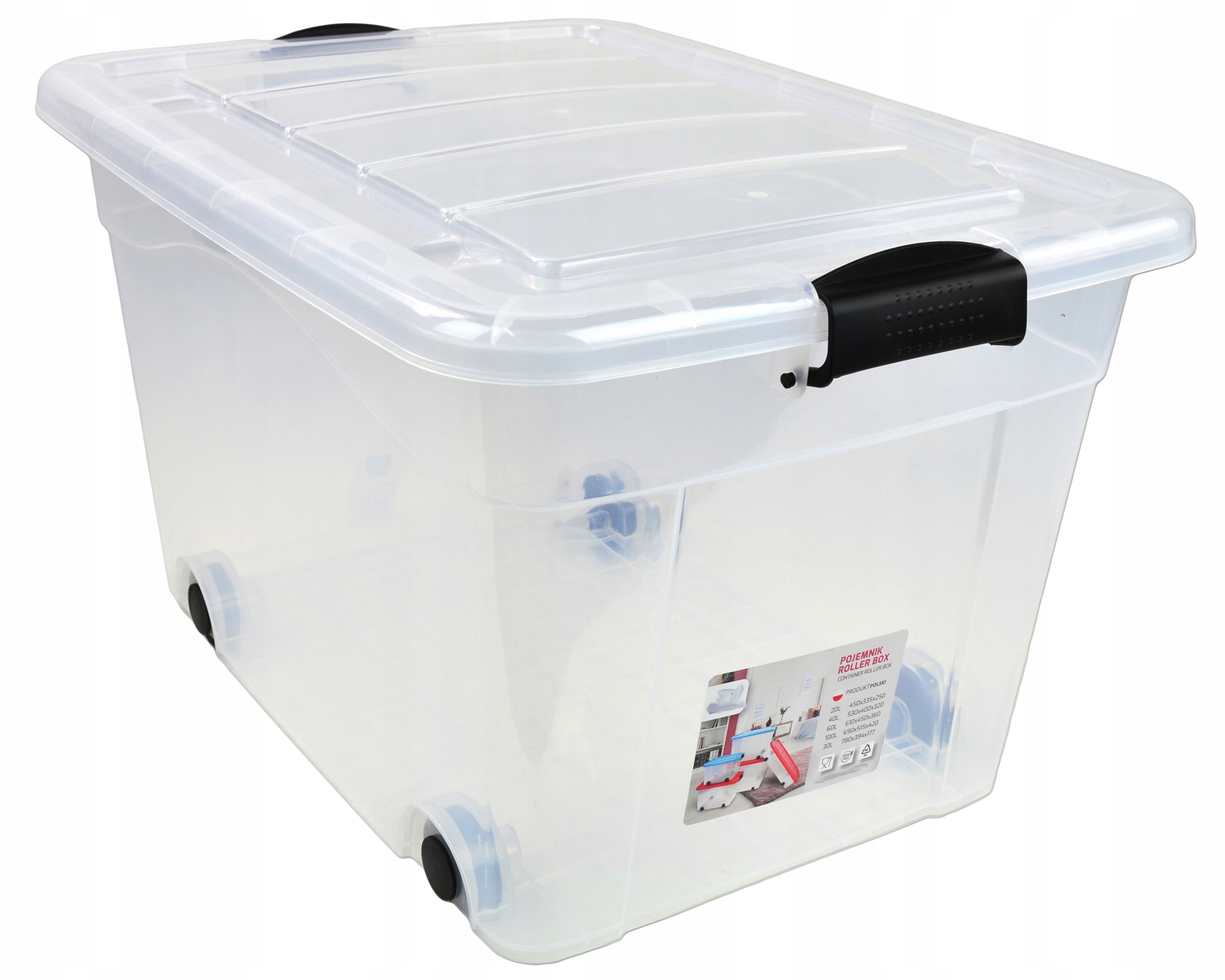 

Pojemnik 60L Transparentna Pokrywa Roller Box