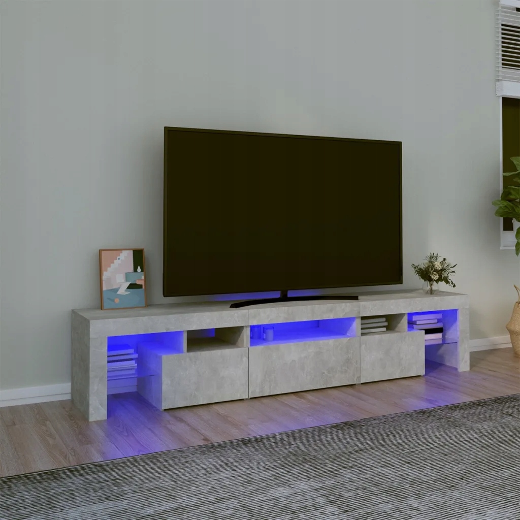 Tv skříňka s Led osvětlením betonově šedá 200x36,5x40 cm Šedá 3152813
