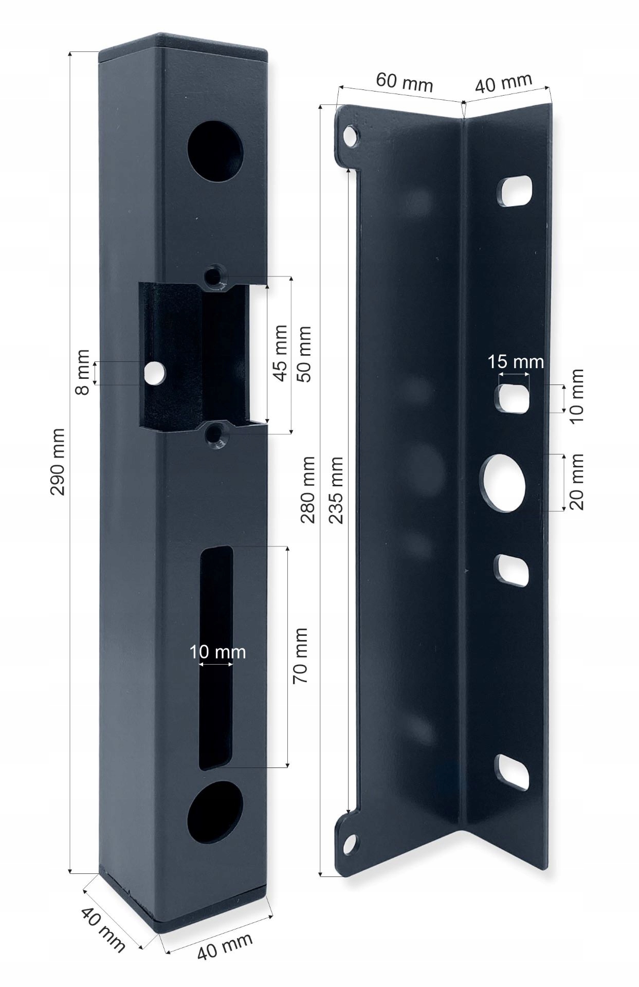 KASETA OBUDOWA ELEKTROZACZEPU DO FURTKI ANTRACYT 280mm Marka Chle-Mar