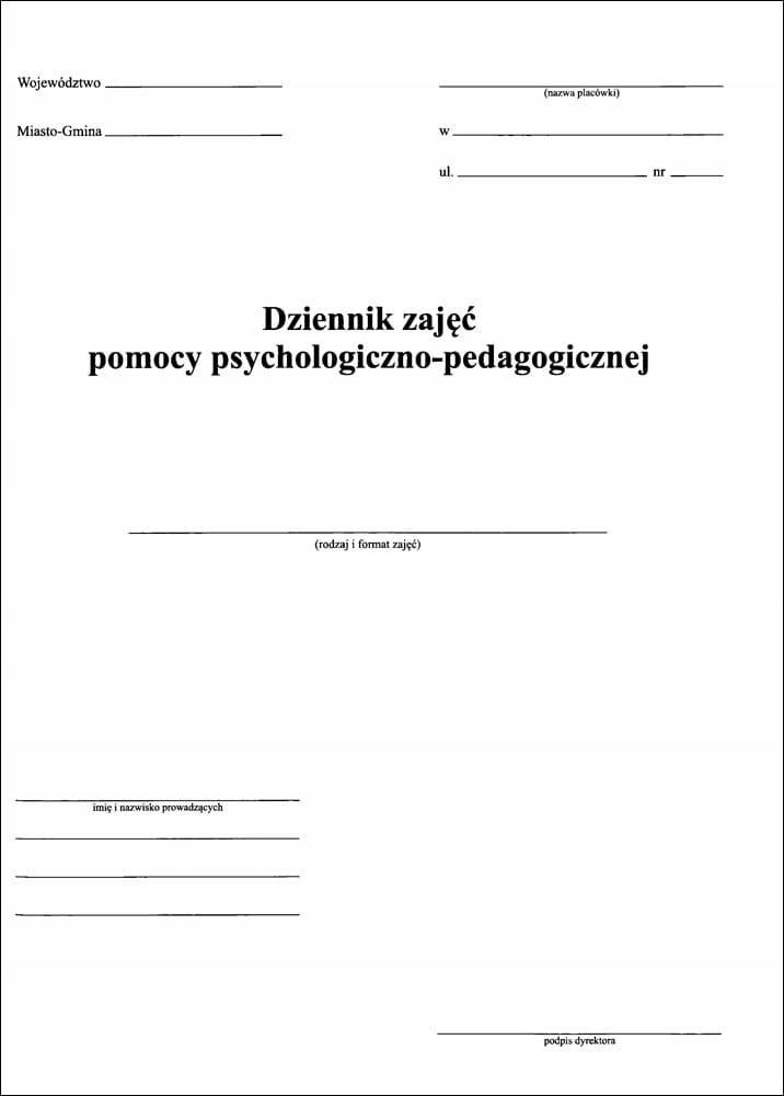 Dziennik zajęć pomocy psychologiczno-pedagogicznej Marka Druk