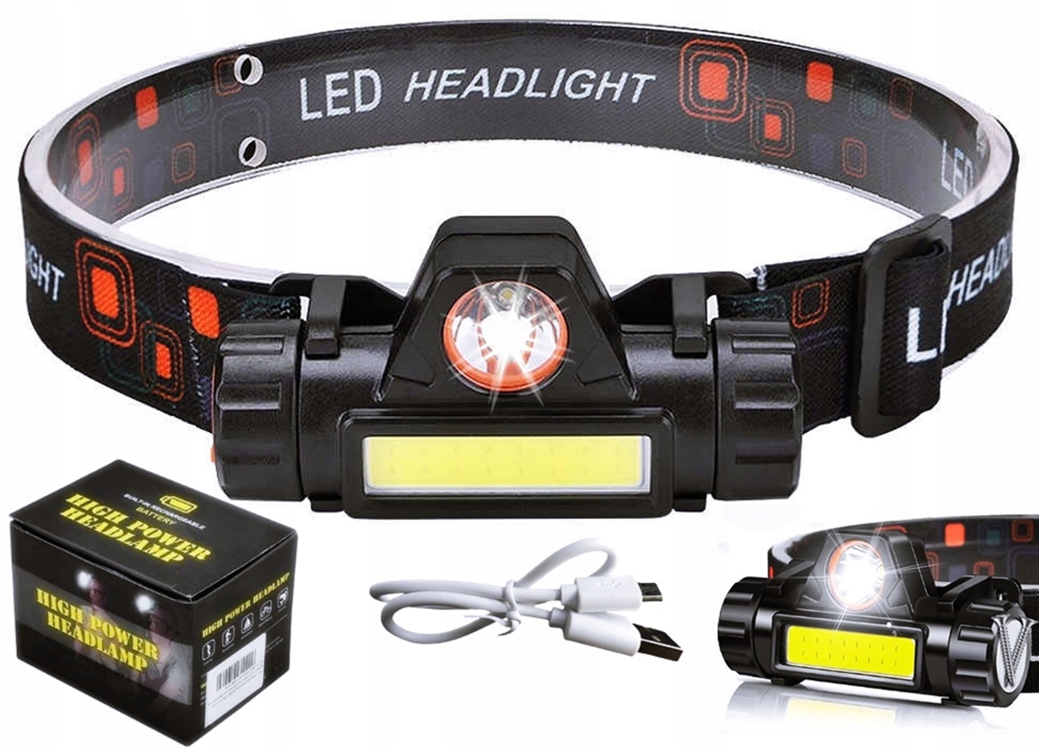 LATARKA CZOŁOWA COB LAMPKA CZOŁÓWKA Z MAGNESEM LED REGULOWANA WODOODPORNA Marka Verk Group