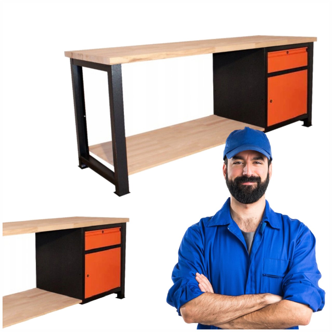 Garážový Pracovní Stůl Silný Kovový Průmyslový 210X68X83 CM