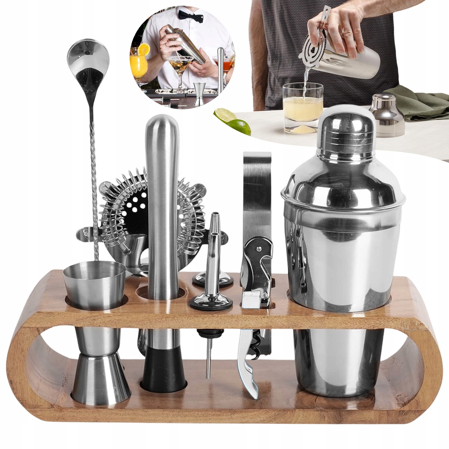 Barmanská Sada Na Drinky Shaker 10DÍLNÁ Stojan Vhodné Do Myčky