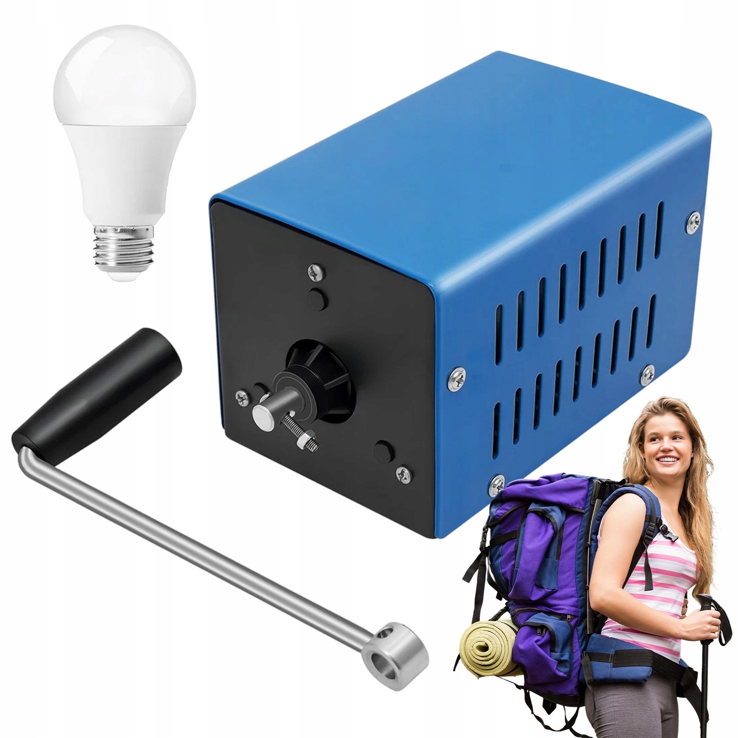 Nouzový Ruční Generátor Proudu Usb 20W 3-15V Modrý, Přenosný
