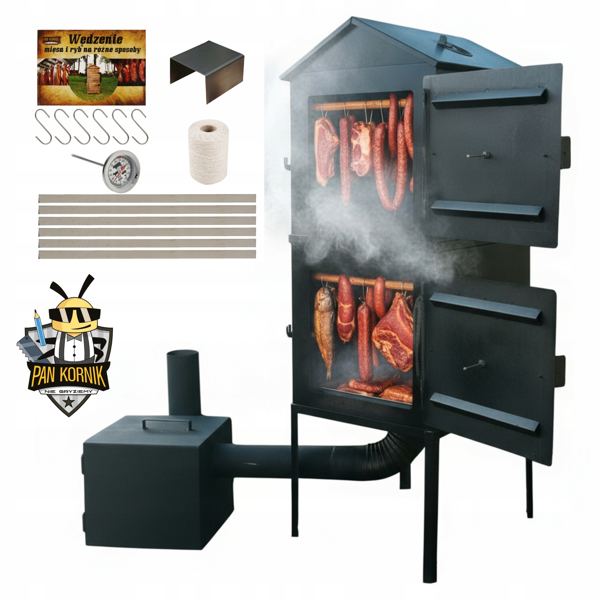 WĘDZARNIA METALOWA STALOWA DOMOWA Z PALENISKIEM 30x30x35 NAJWIĘKSZY MODEL