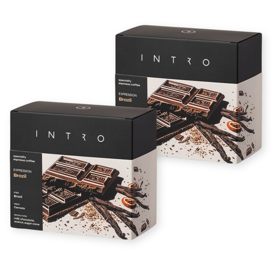 Levně Káva zrnková 2x250 g Brazílie Cerrado čerstvě pražená specialita Intro