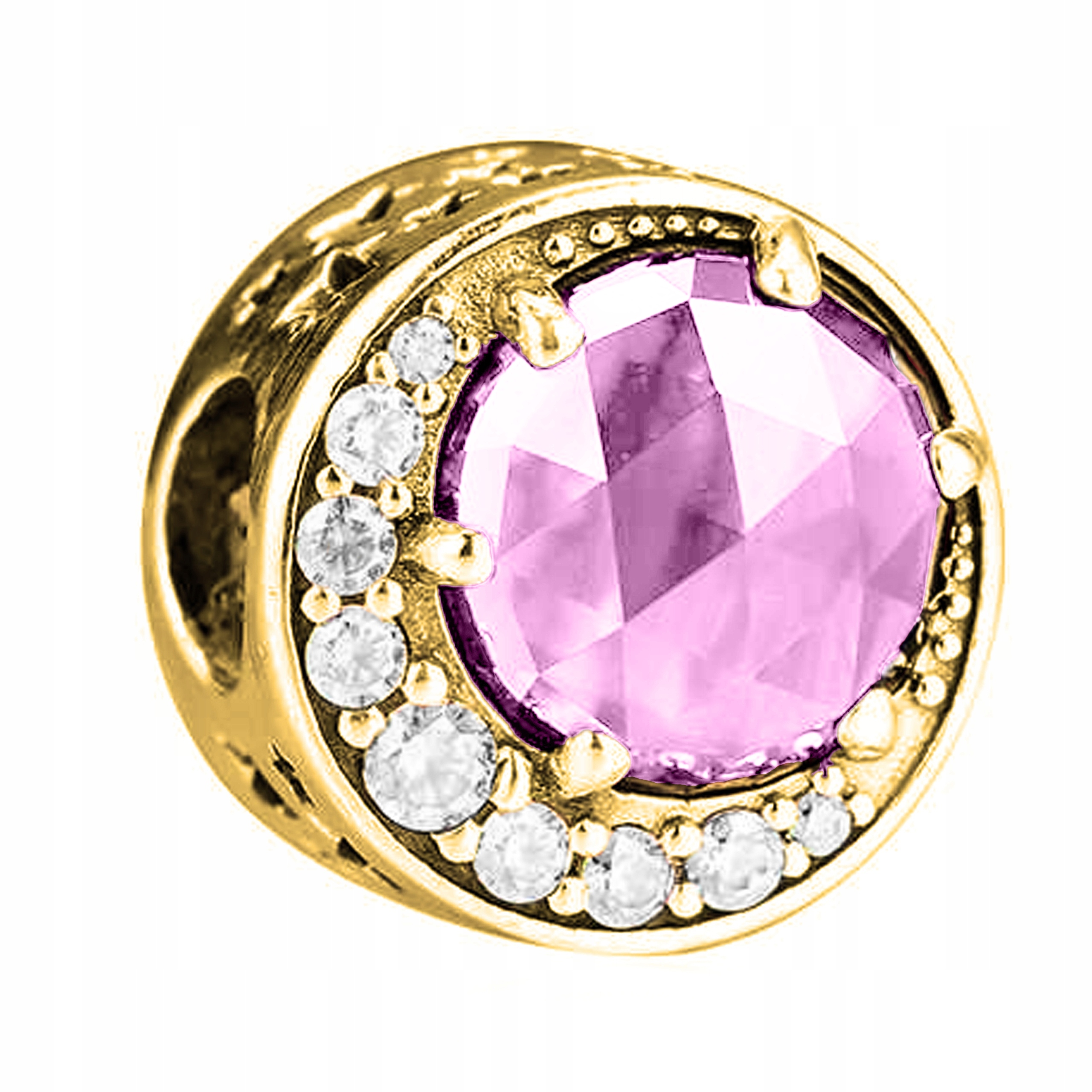 Zlatý přívěsek Růžový Měsíc s Zirkony, stříbro 925