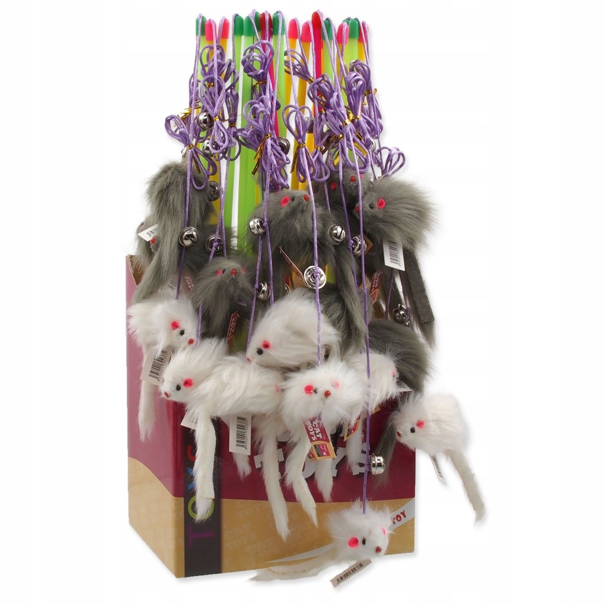 Levně Hračka Magic Cat prut s myškou a rolničkou catnip 17cm+49cm 24ks