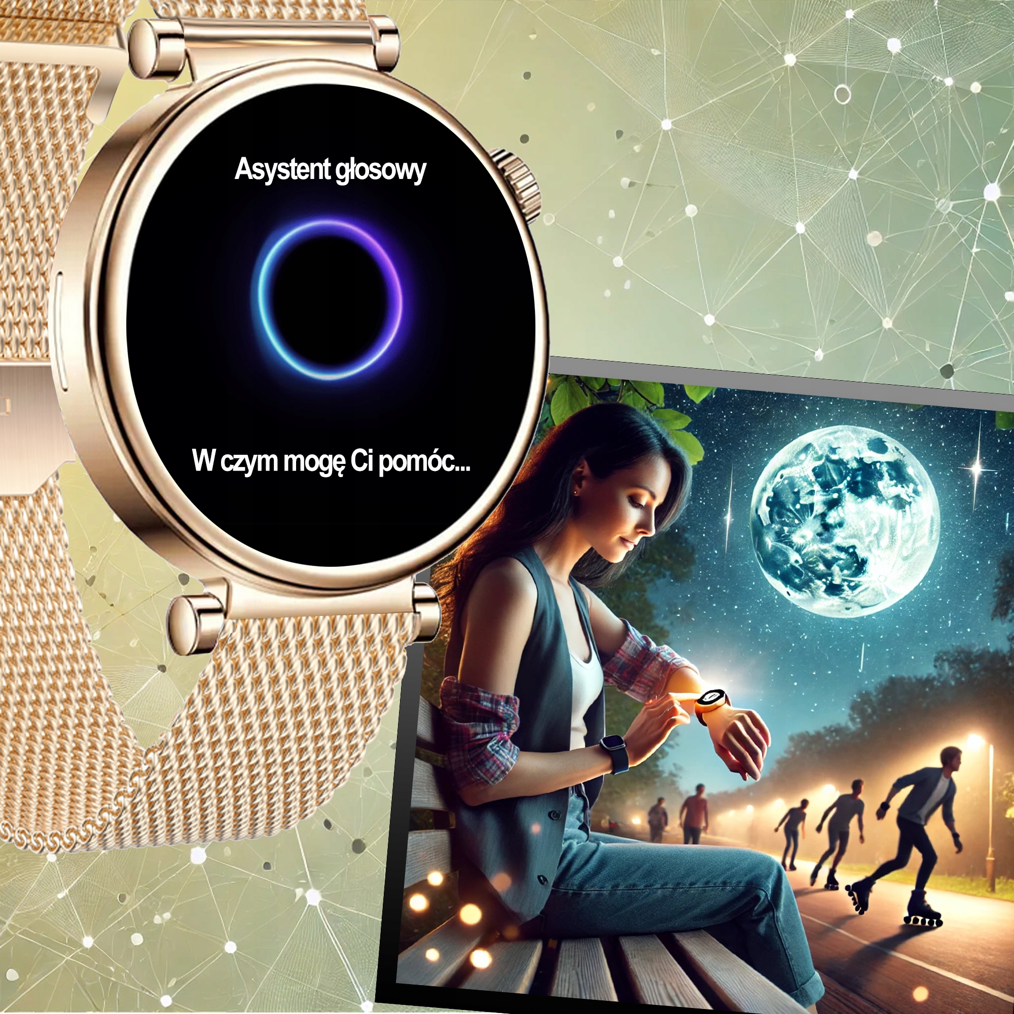 SMARTWATCH ZEGAREK DAMSKI OLED MENU PL ROZMOWY POWIADOMIENIA SPORT 4 PASKI Stan opakowania oryginalne