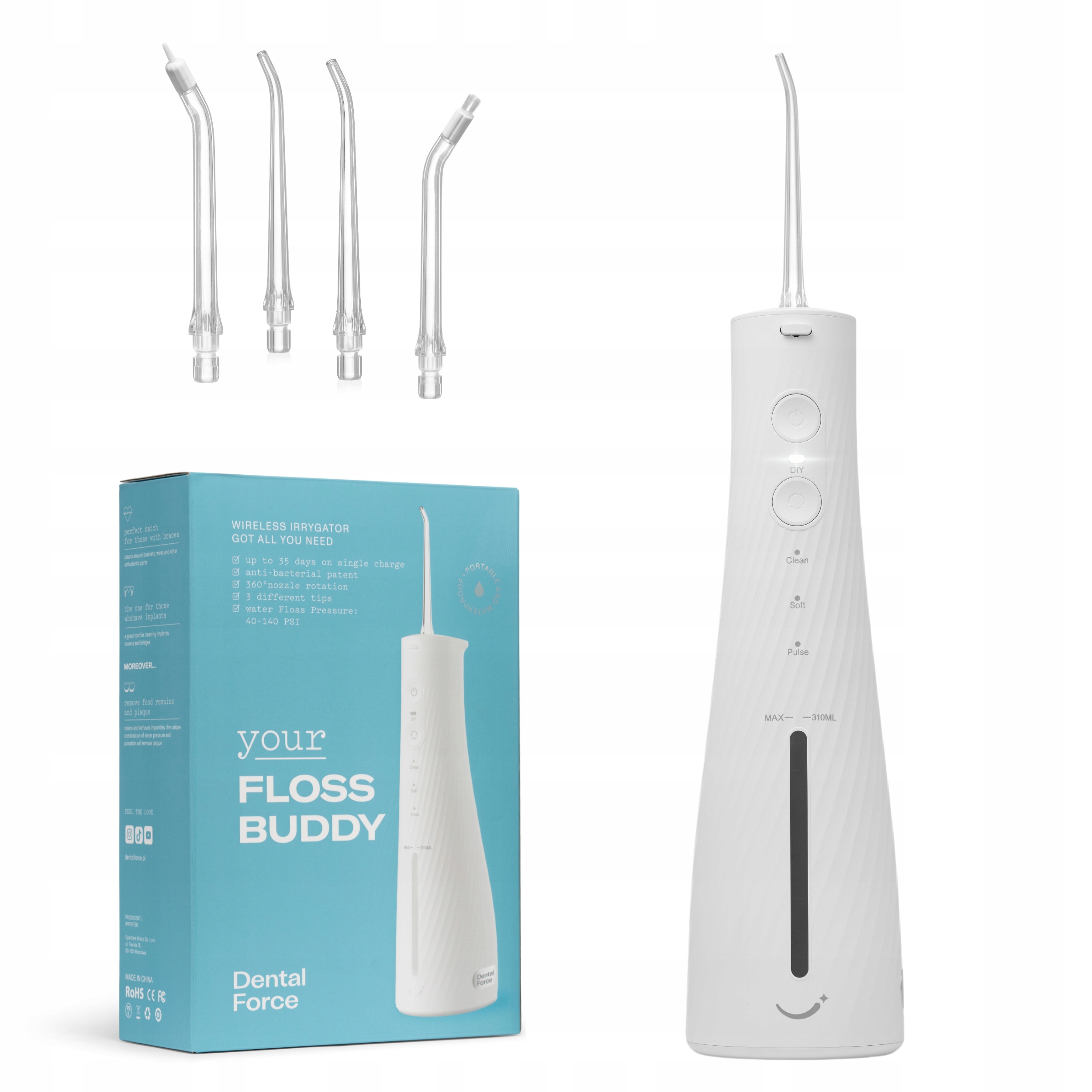 Irygator do zębów dentystyczny jamy ustnej bezprzewodowy DentalForce 310ml