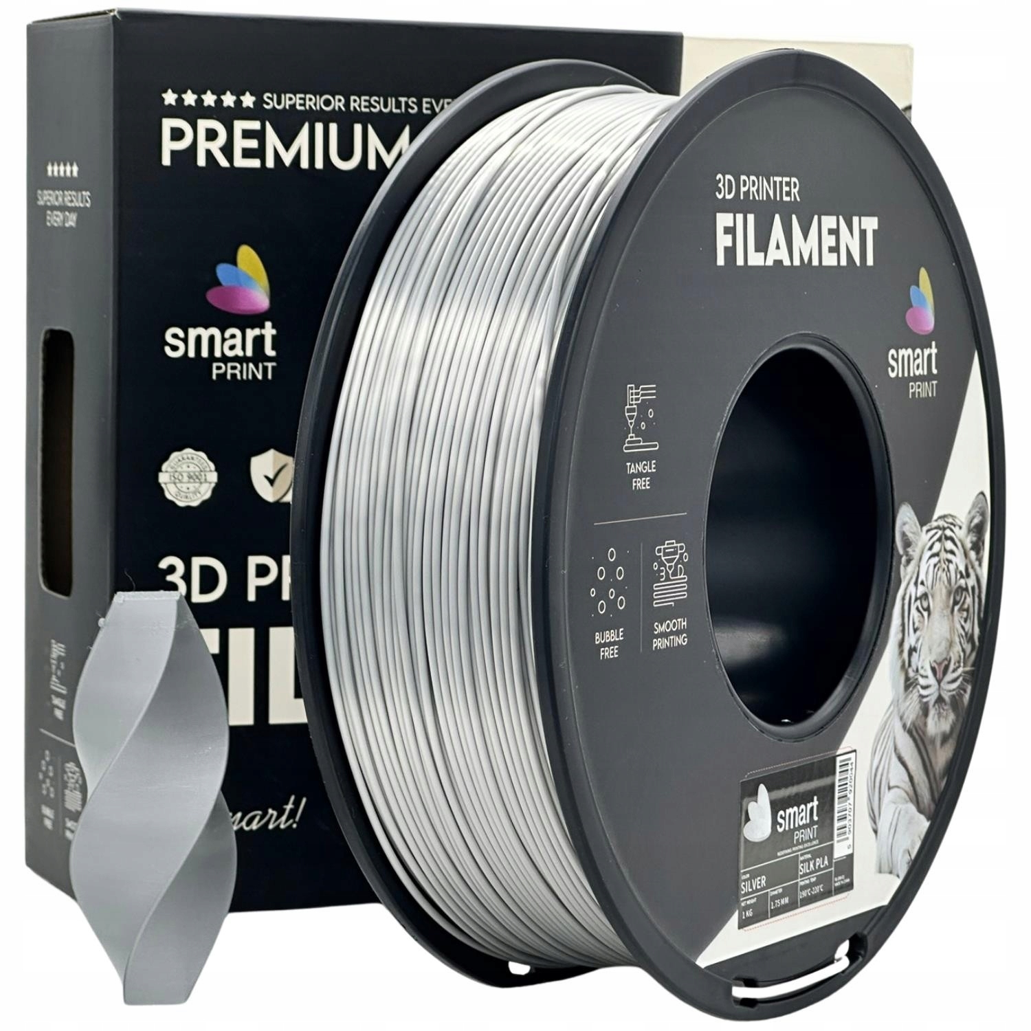 Filament Silk Pla+ Smart Print 1,75 mm 1000 g srebrny