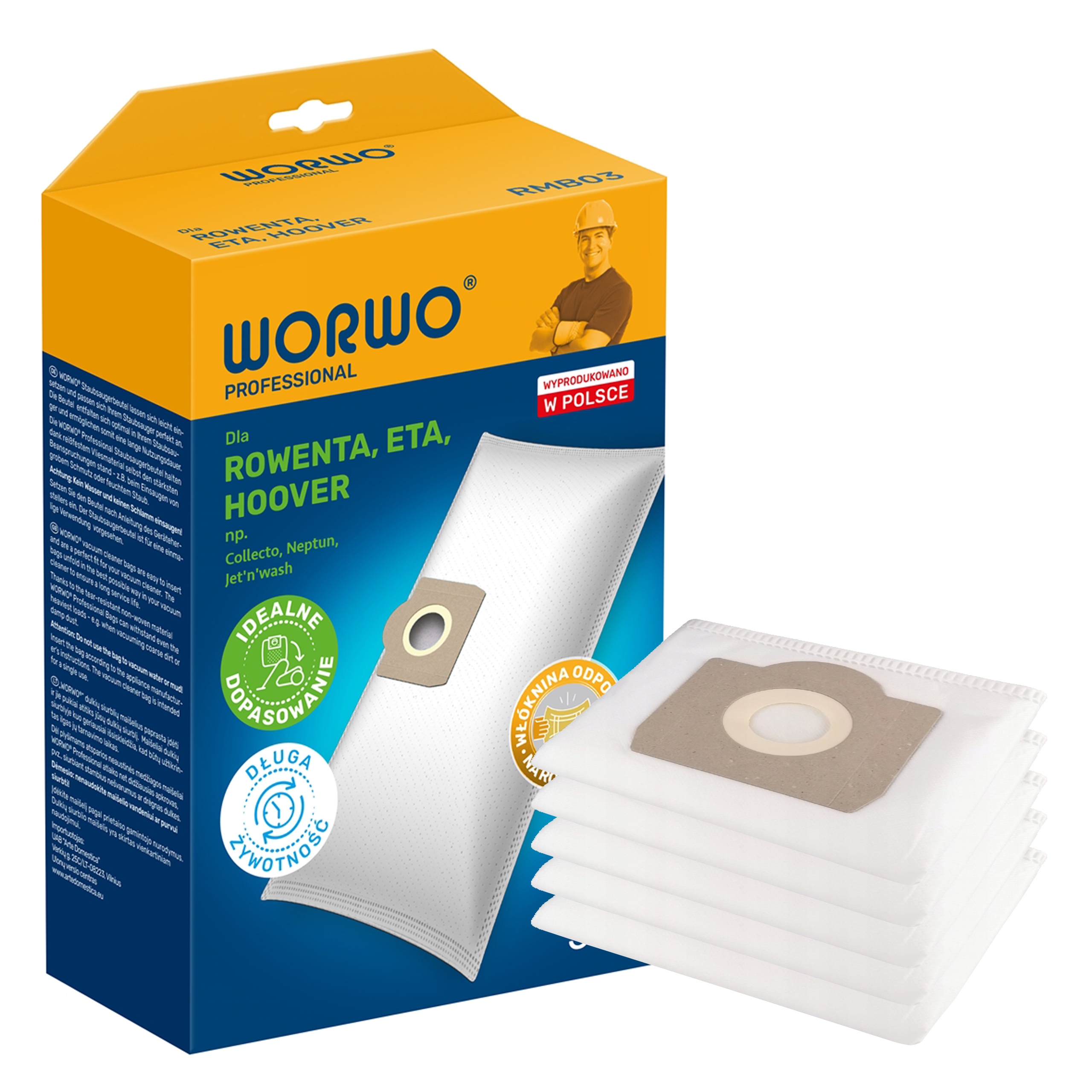 5x Worki do odkurzacza Karcher ,rowenta RMB03 flizelinowe