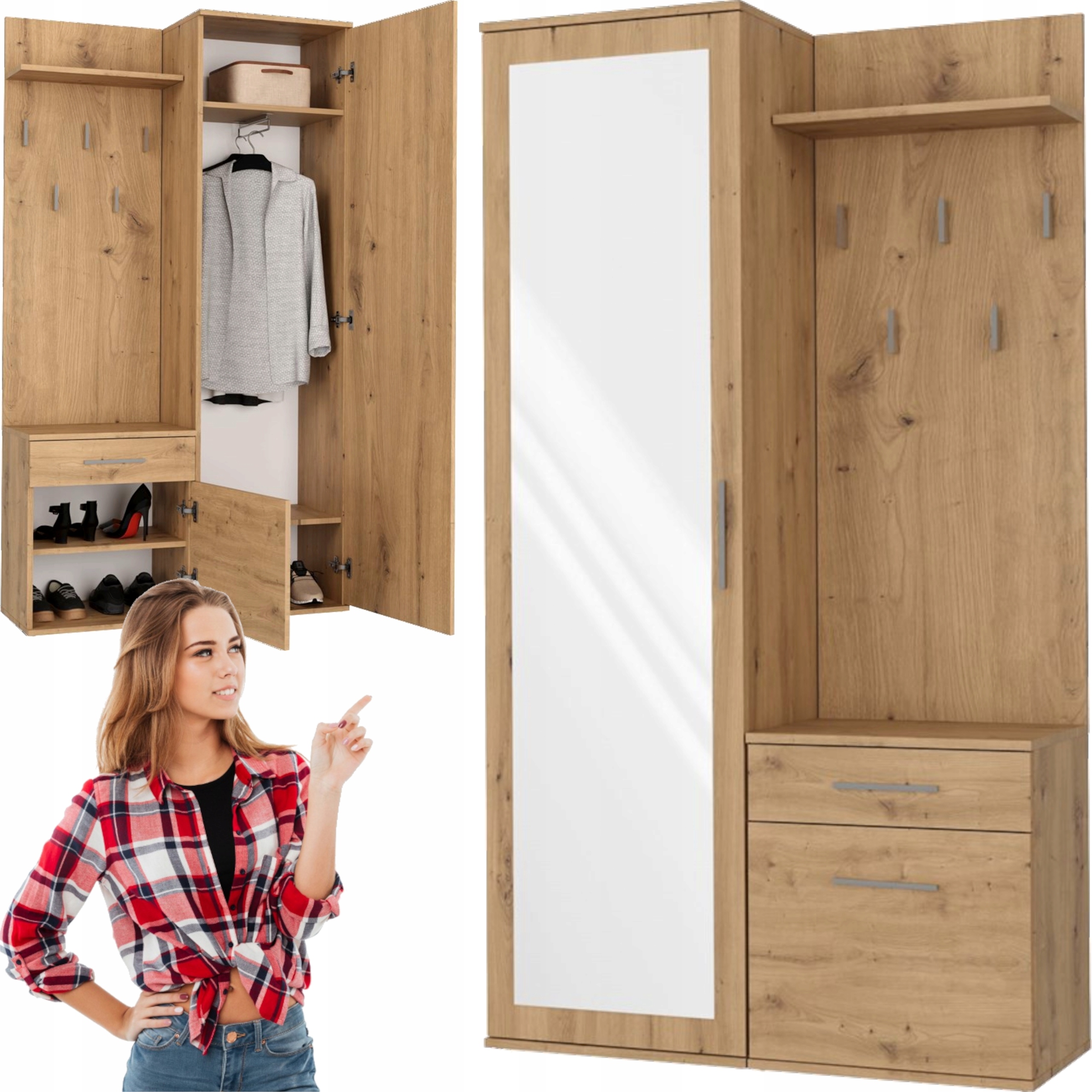 Garderoba Szafa Wieszak Na Ubrania Buty Do Przedpokoju Duet Zestaw Artisan